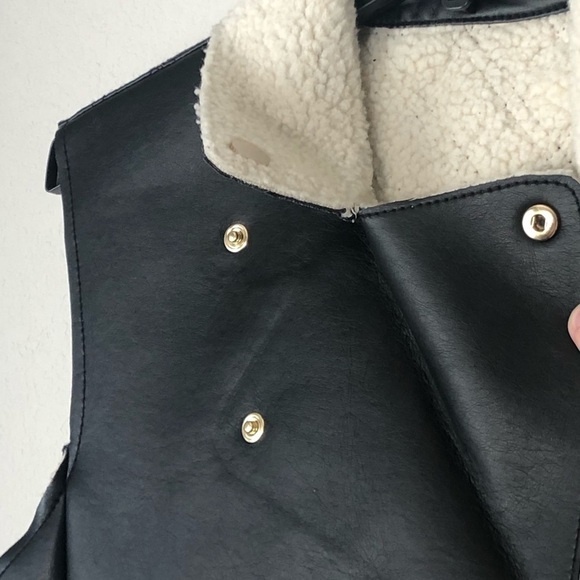 A|X Armani Exchange Biker Faux Shearling Leather Moto Jacket Long Vest size L - Picture 8 of 16